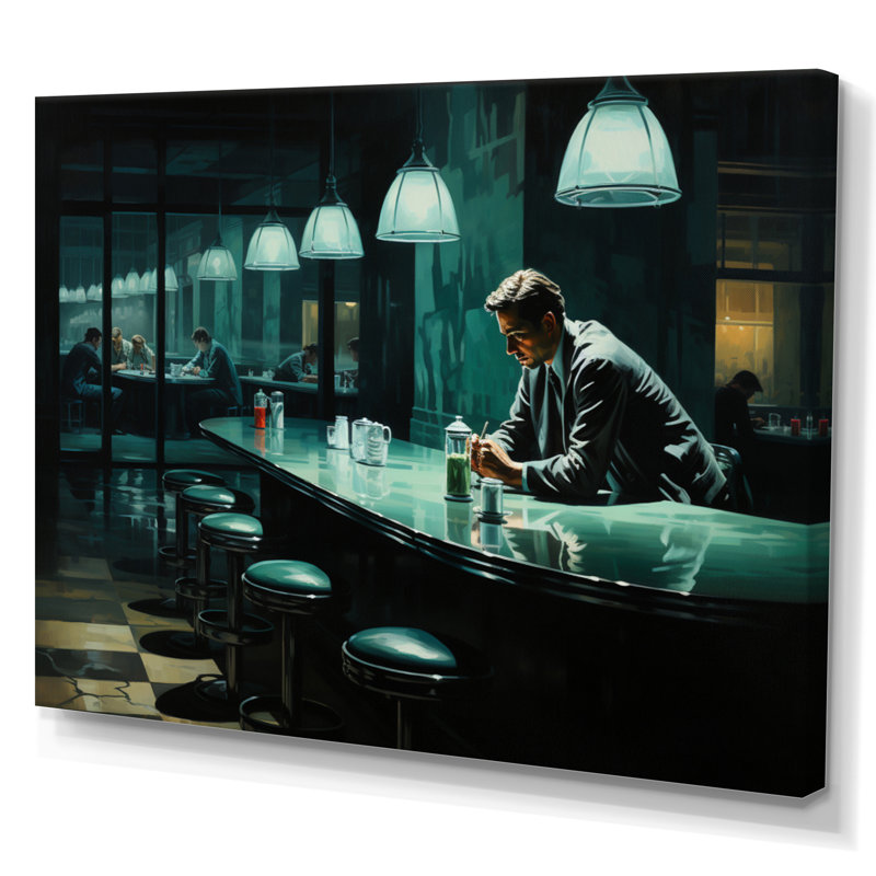 «Mastereuvre Nighthawks» par Edward II - art mural sur toile, Toile tendue, H 12 po x l 20 po x P 1 po
