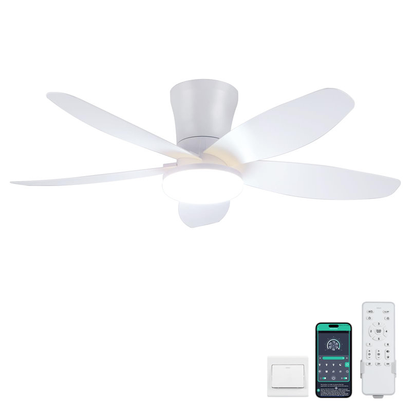 36 inch Low Profile Ceiling Fan with Light and Remote Control, White