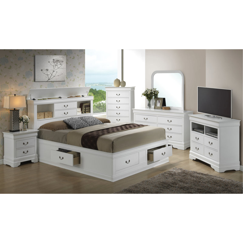 Élégante solution de rangement pour chambre blanche - H 49 po x l 67 po x P 87 po lit de meuble complet dans un style chic