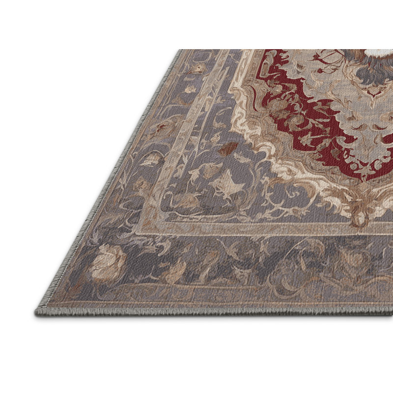 Machine Washable Gray Area Rug, Rectangle 2' x 3'