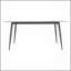 Table de salle à manger moderne moderne en pierre artificielle blanche avec bord droit et pieds en métal noir, pour 6 à 8 personnes