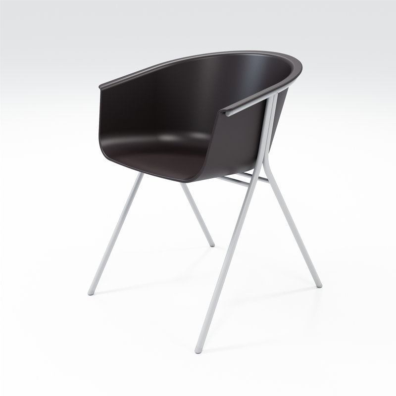 Chaise avec accoudoirs Tee, Café noir / argent