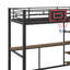 Lit simple surélevé en métal avec poste de travail à tablettes et panier de basketball intégré pour les espaces amusants