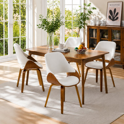 Chaises de salle à manger modernes en similicuir, chaises d'appoint en bois avec pieds en bois massif (ensemble de 4)