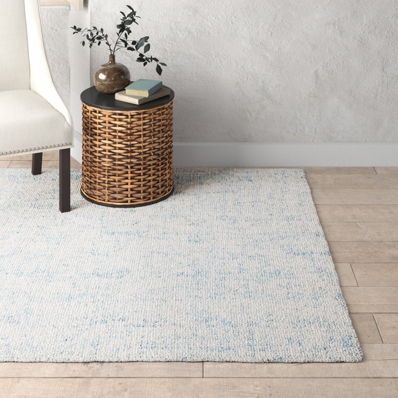 Fredi Abstract Hand Tufted Wool/Cotton Area Rug in Light Blue/Ivory, Rectangle 6' x 9'