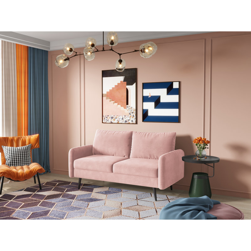Elle-Jade Velvet Loveseat, Rose Velvet, 33" H x 70" W x 30" D