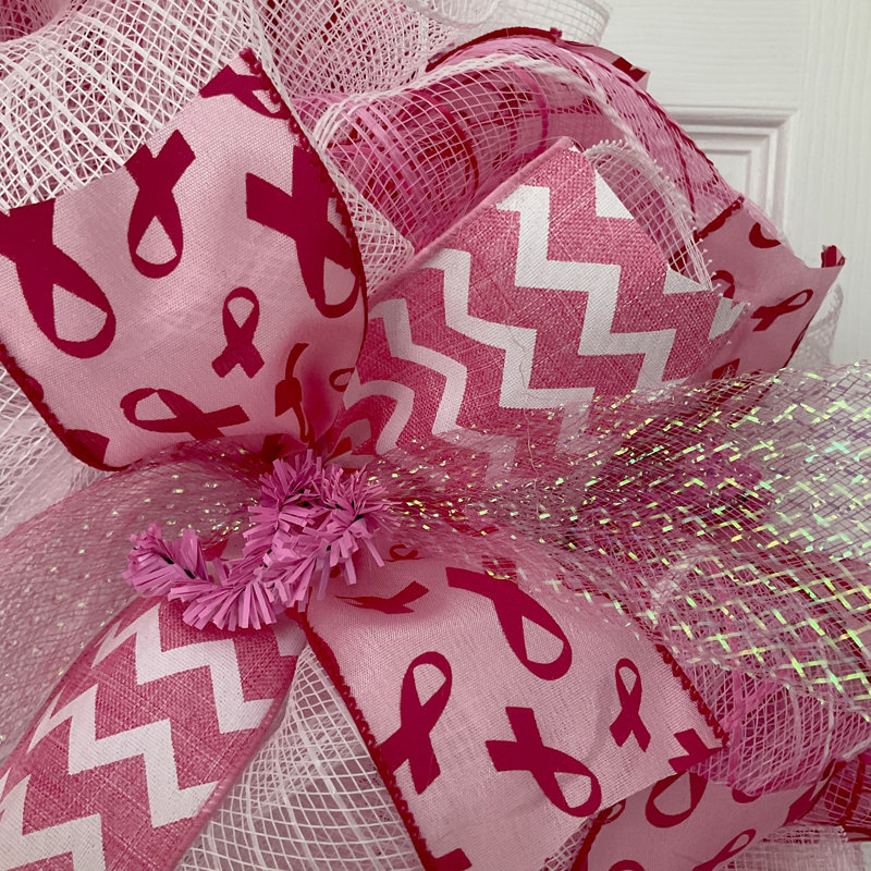 Breast Cancer Awareness Wreath with Butterfly