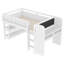 Lit mezzanine simple avec bibliothèques, boîtes et tiroirs à rangement multiple, lits mezzanine bas en bois massif avec bureau et tableau noir, sans sommier tapissier, blanc-252580514