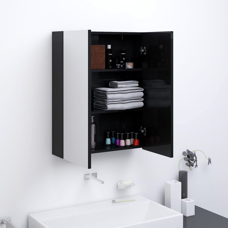 Guile Glass Wall Bathroom Cabinet, Shining Black