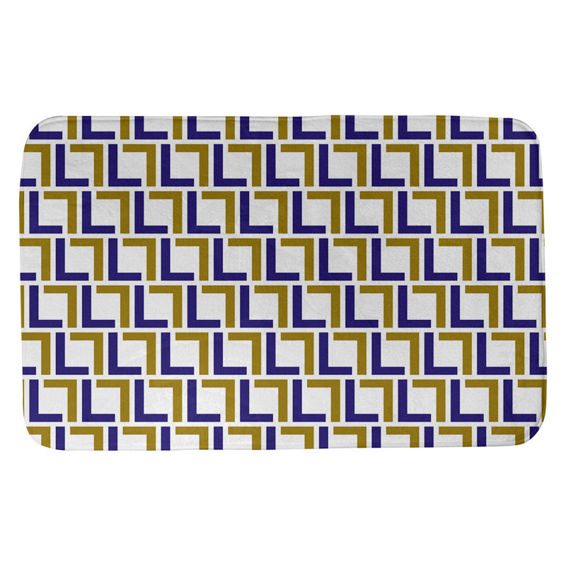 Tapis pour salle de bain Baltimore, l 17 po x L 24 po, Blanc/mauve/or métallique