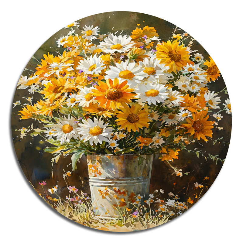 Johni - reproduction d'art traditionnelle jaune en métal, H 16 po x l 16 po