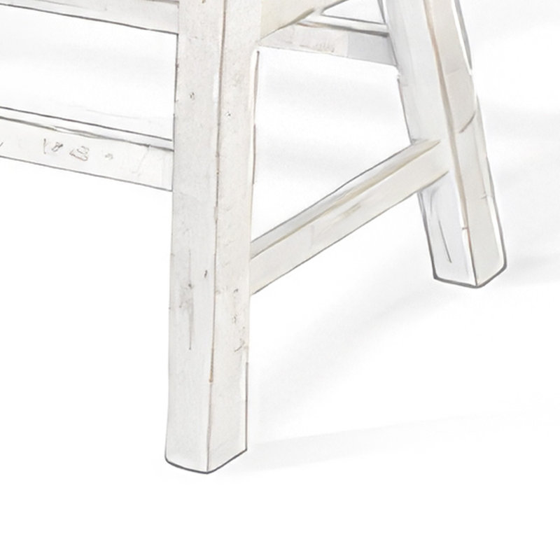 Rena Bar Height Bench | Trestle Legs with Footrests | 33" Wide Mahogany Wood, 24" H x 33" W x 14.5" D, White