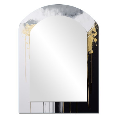 Golden River Wildness Abstract Gold And Black III - Abstract Arch Decorative Mirror On Metal