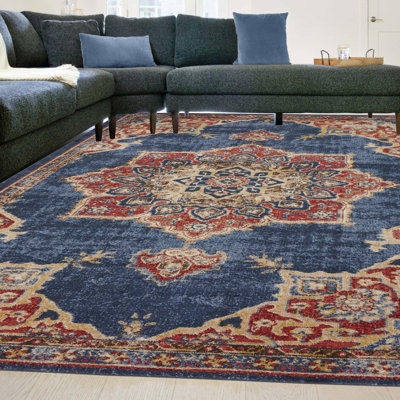 Tapis bleu marine d'inspiration persane Lieveke
