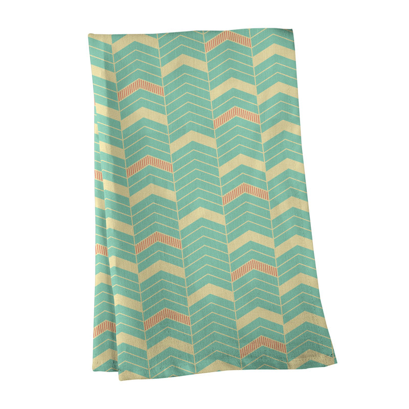 Stephenie Tea Towel Kitchen Towel, Teal/Orange, Cotton Twill