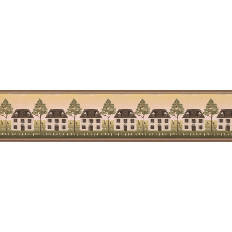 Bordure de papier peint Bellmont, Blanc / Vert / Beige