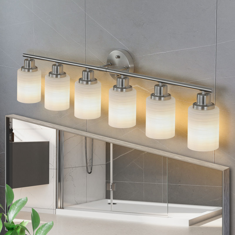 6-Light Modern Bathroom Vanity Light, Brushed Nickel