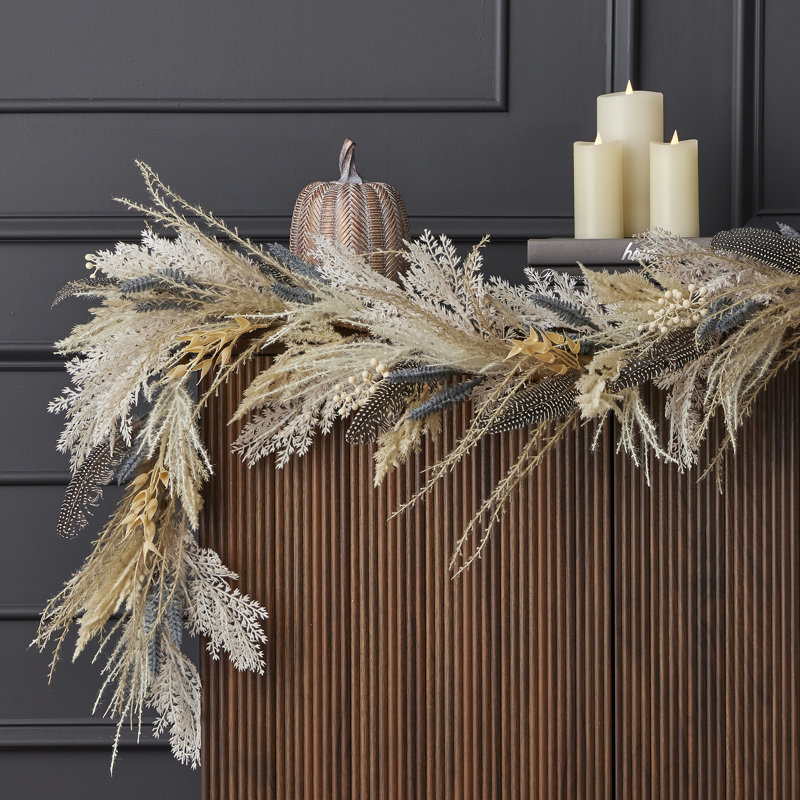 Bouquet d'automne avec plumes et guirlande de 6 pi Pampas