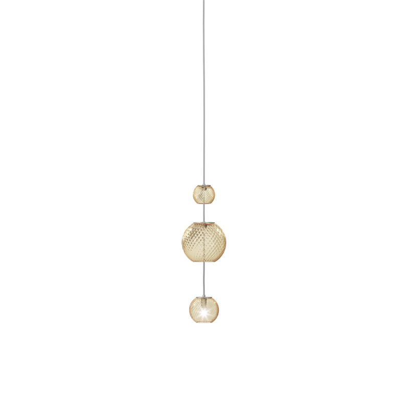 Oto Suspension Peaa White Striped Satin Nickel G9 Ul, Amber