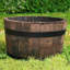 Rustic Home And Garden Whiskey Barrel Planter Upsycled Oak Wood Round Tub D40 H30 Cm, 37.7 Ltrs Cap.-1016024116