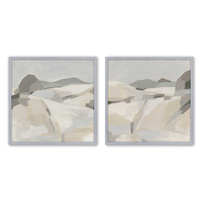 Ensemble de 2 impressions sur toile, 16 "x 16", Cadre en chrome poli, H 13,5 po x l 25,5 po x P 1,25 po