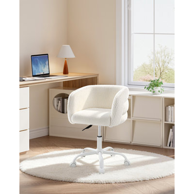 Dressing Table Chair with Wheels, 360° Swivel Vanity Desk Chair with Backrest, Height Adjustable, Foam Padded Vanity Stool for Dressing Table, Bedroom, Office