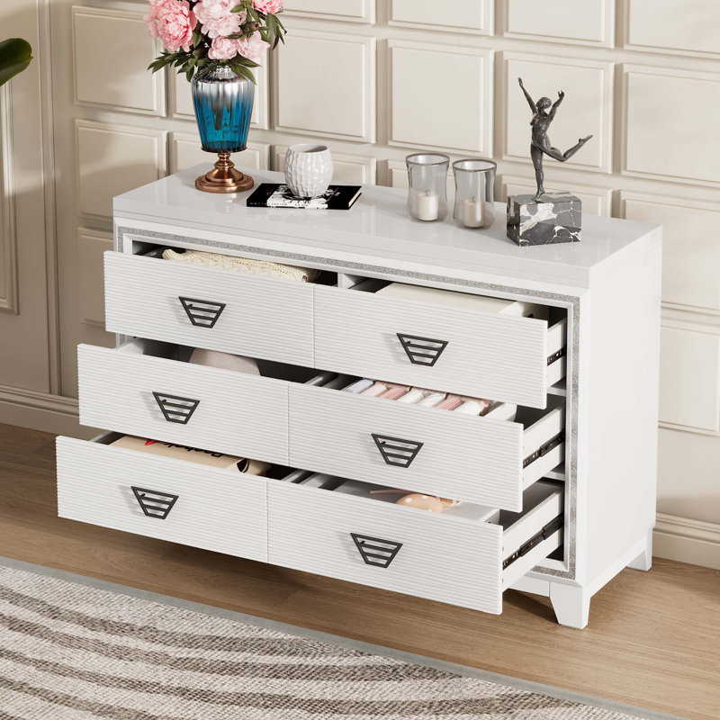 Commode 6 tiroirs, Blanc