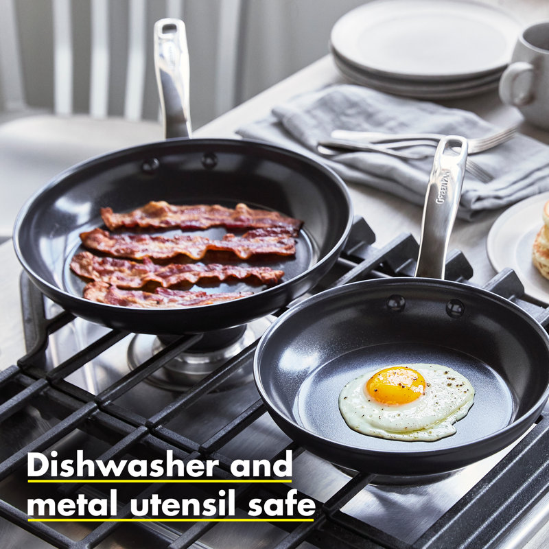 GreenPan Chatham Black Prime Midnight Healthy Ceramic Nonstick 8" and 10" Frying Pan Skillet Set