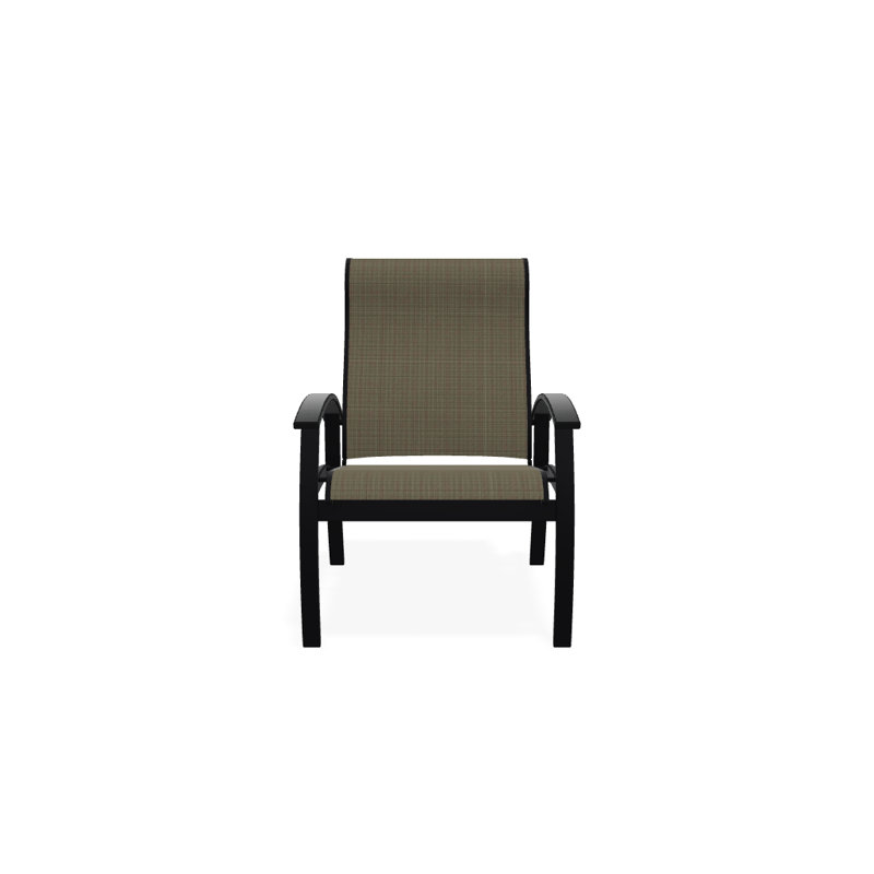 Chaise de patio Askar, Tweed Sunbrella® brun, Graphite classique, Noir texturé
