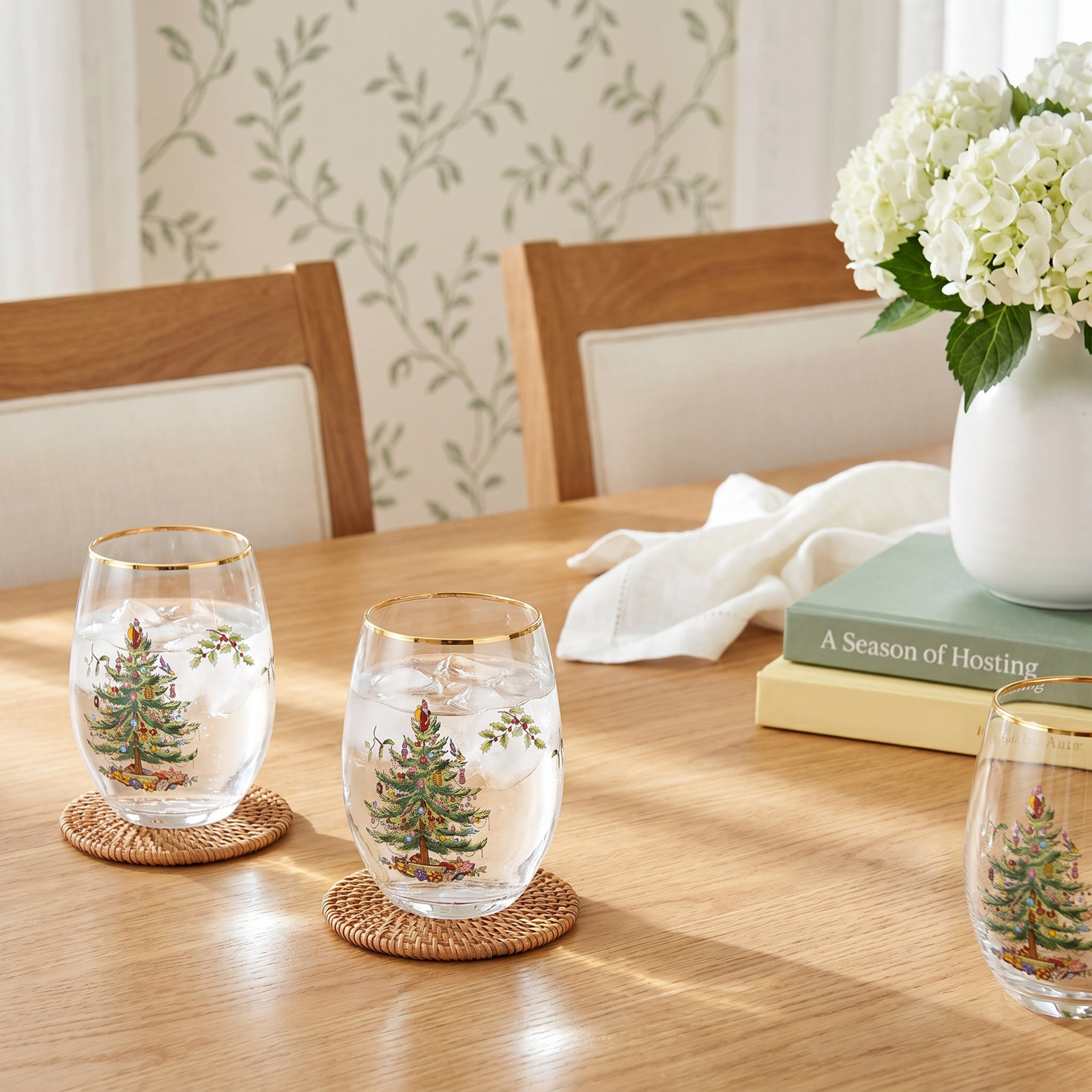 Christmas Tree Stemless Wine Glass
