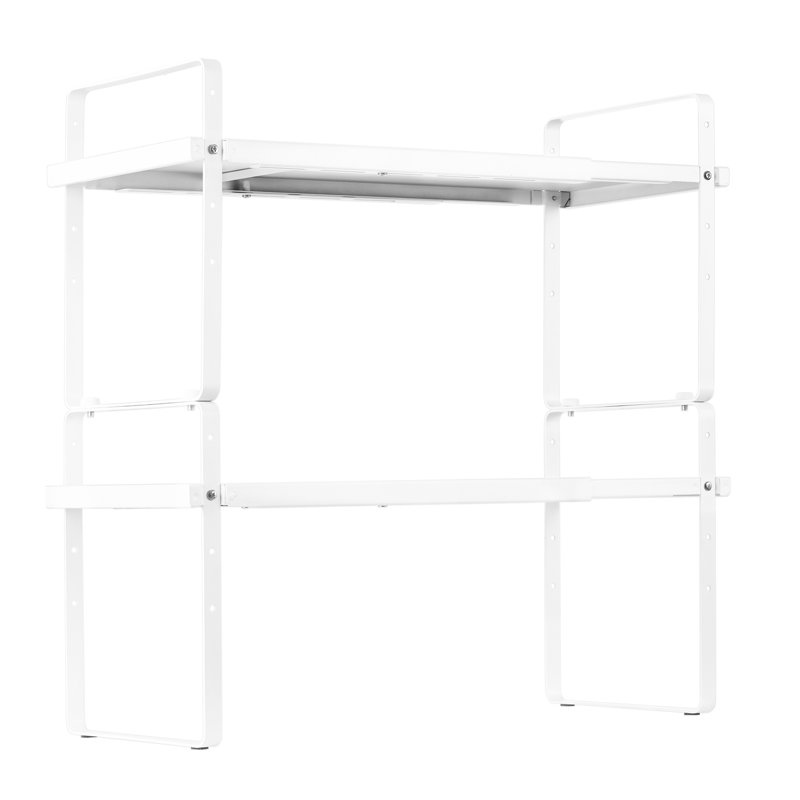 Étagère de cuisine en acier à 2 niveaux avec hauteur réglable, largeur extensible, conception empilable pour étagère à épices