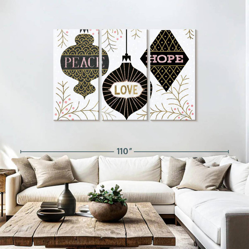 Ornements de Noël Lelend Jolly Peace Love Joy, H 48 po x l 74 po