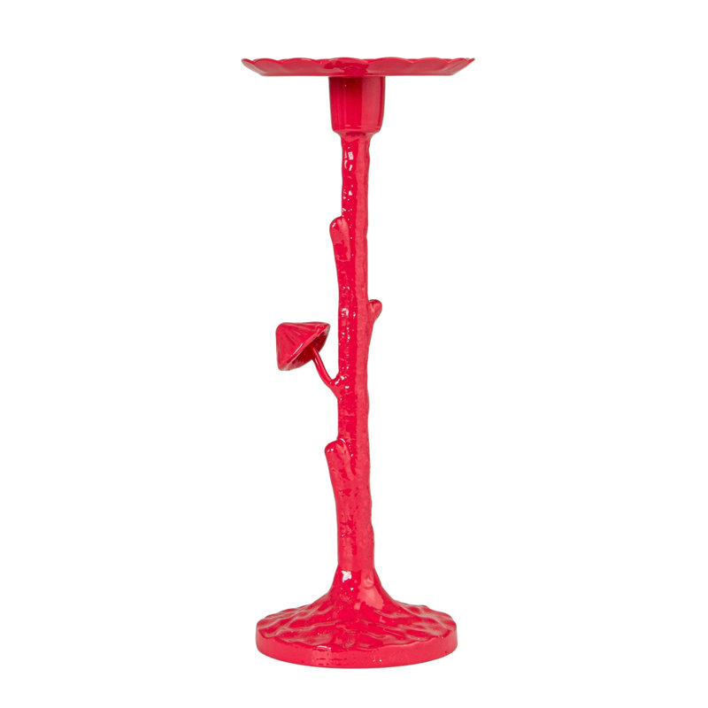 Cast Metal Twig Taper/Candle Holder With Mushrooms