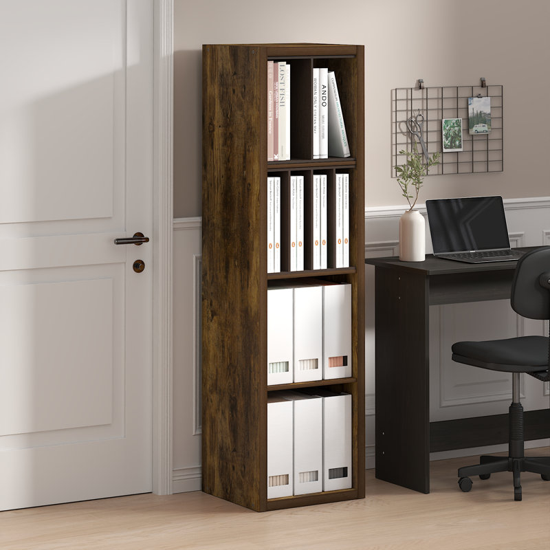 Organisateur de rangement Ebern Designs Darrington, (4 tablettes) H 57,95 po x l 15,87 po x P 14,57 po, Bois de pin ambré