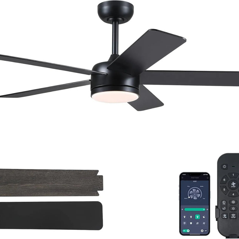 Ventilateur de plafond moderne 46 "avec lumières et télécommande, Noir
