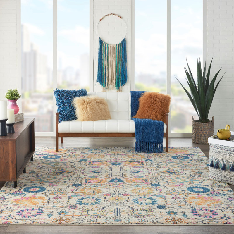Geomar Ikat Synthetic Area Rug, Rectangle 160 x 221cm