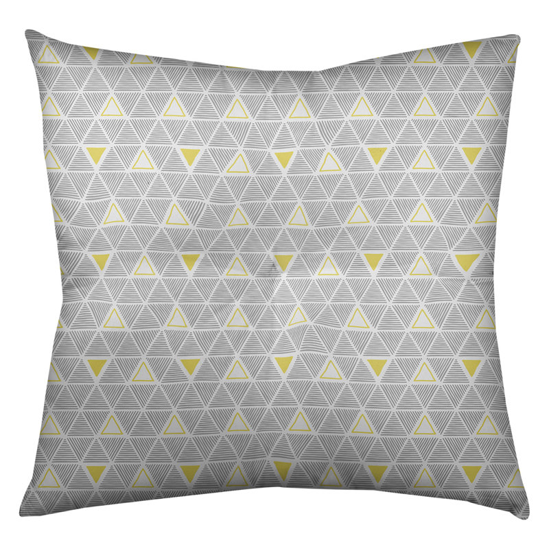 Coussin de sol classique à motif de triangles dessinés à la main, 26 po x 26 po, Accent jaune