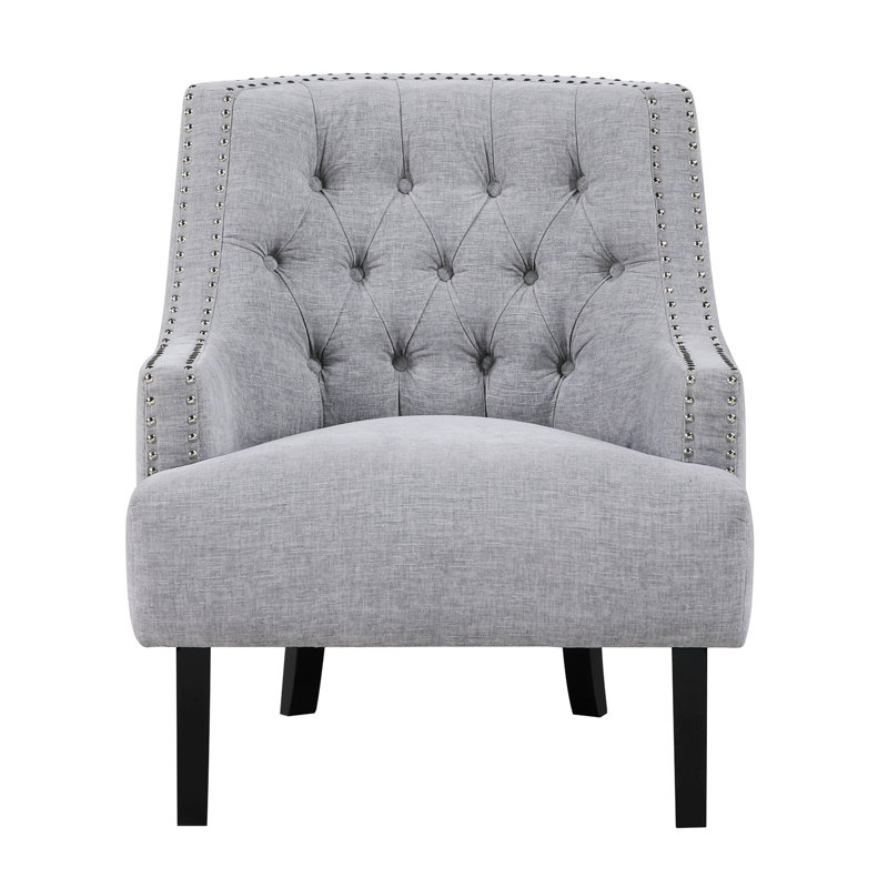 Upholstered Wingback Chair, Gray Fabric
