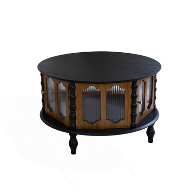 Round Three-Door Storage Coffee Table