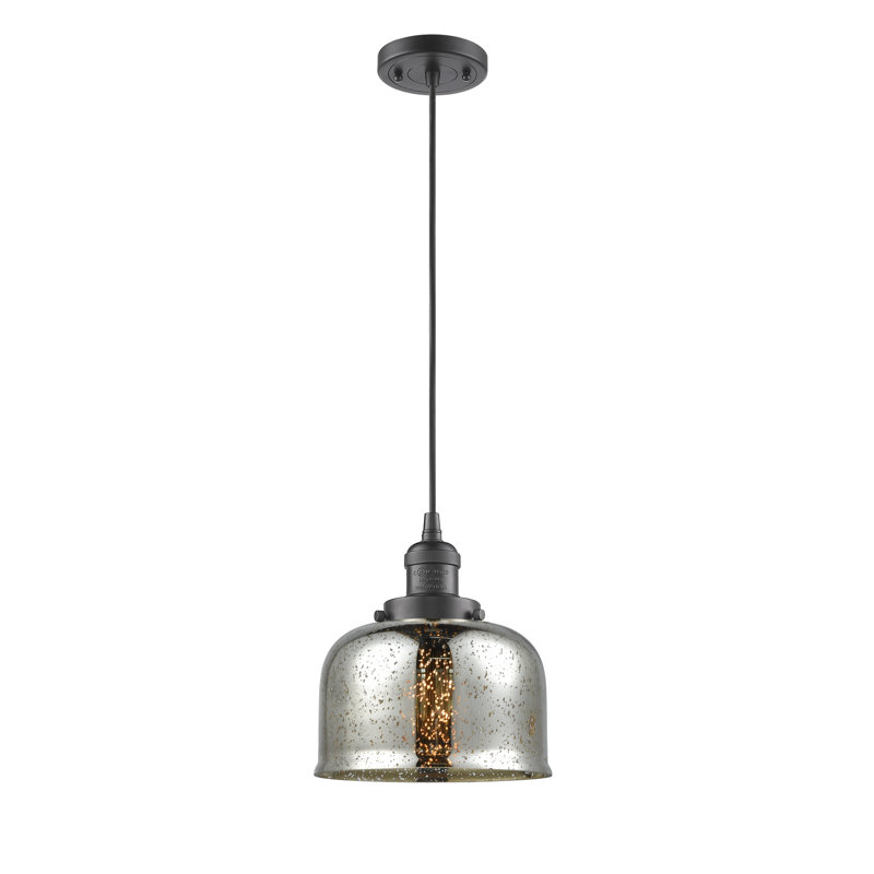 Luminaire suspendu pour îlot de cuisine 1 lumière Cedeno, Ampoule non incluse, Bronze huilé, Argent mercuré