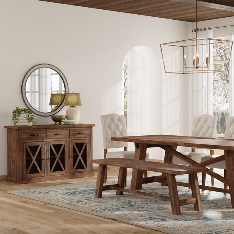 Bianca Solid Wood Sideboard, Medium Brown