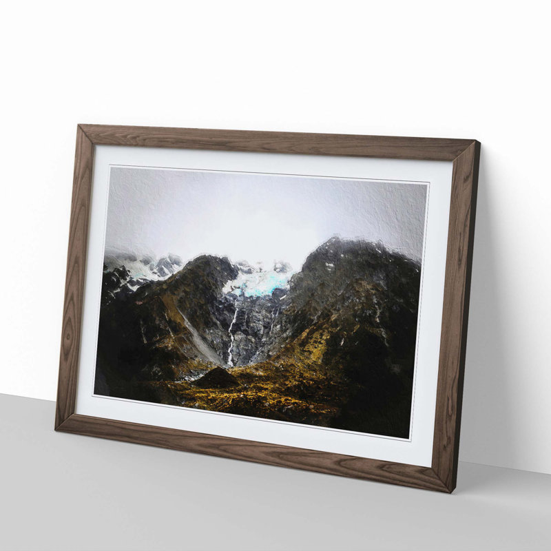 Hooker Lake in New Zealand - Picture Frame Painting Print, Walnut Framed, 36cm H x 48cm W x 2cm D