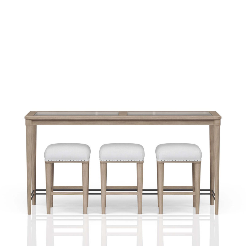 Frosted Glass Console Table With 3 Stools