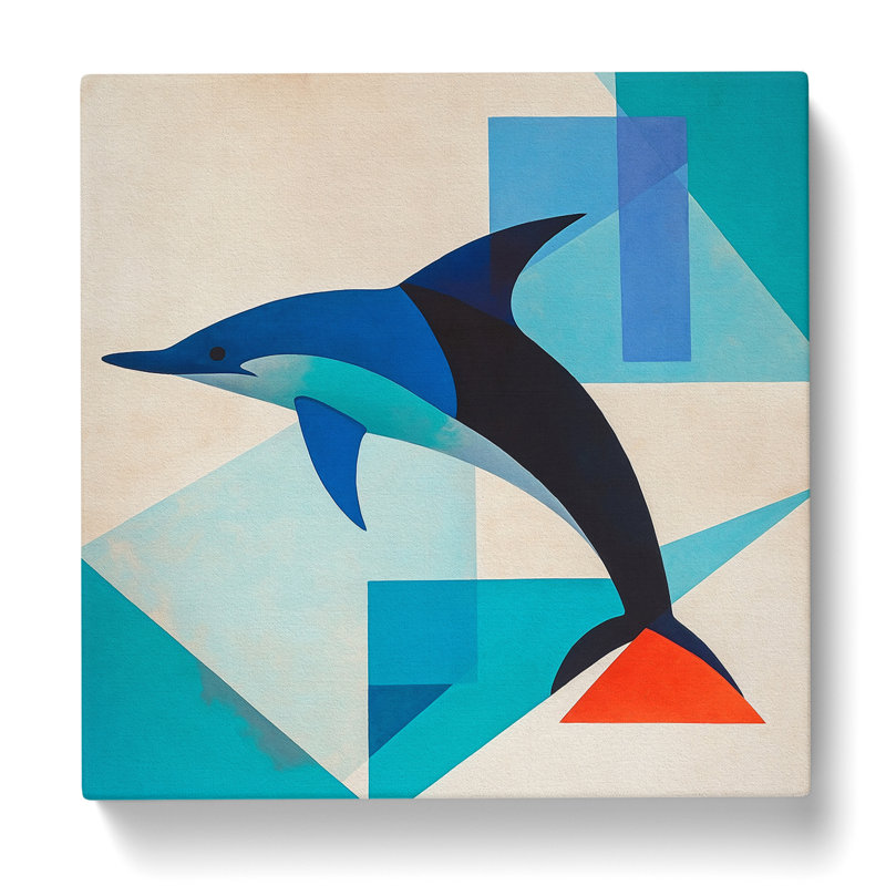 Dolphin Suprematism - Wrapped Canvas, 35cmH x 35cmW