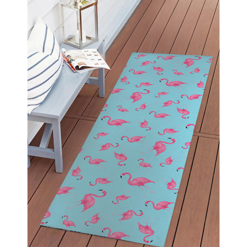 Tapis d'extérieur Summer Flamingo, Tapis de couloir 2 pi 6 po x 8 pi
