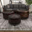 Ademide Dark Brown Wood Ottoman Set with Tufted Top