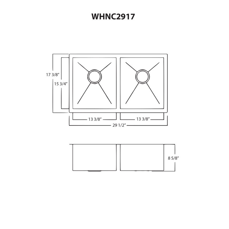 30" L x 17" W Double Basin Undermount Kitchen Sink