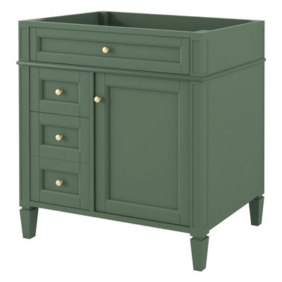 Meuble-lavabo moderne de 30 po, 2 tiroirs, organisateur de porte d'armoire, tablette réglable, glissières de tiroir en métal lisse, poignée texturée, rangement divers et 3 planches en bois massif