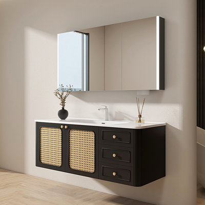 Armoire de salle de bain rétro noire