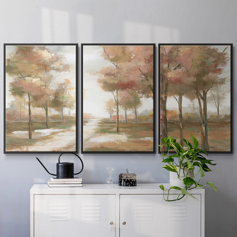 «Pastel Park», reproduction sur toile flottante 3 pièces, H 40 po x l 78 po x P 2 po, Noir
